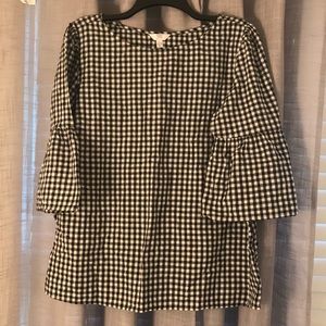 NWT Gingham Bell Sleeve Blouse